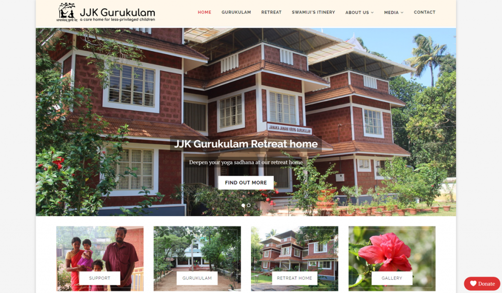 Ganzheitliches Webdesign von Pansliste für jjkgurukulam.org